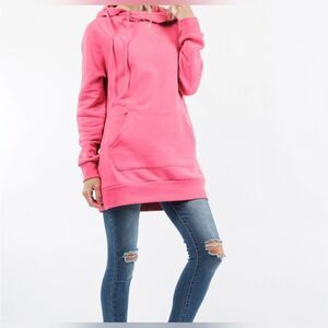 NEW! FABULOUS SUPER CHIC SIDE TIE HOODED LONGLINE SWEATSHIRT DRESS